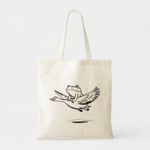 Vintage kikker rijdt gans natuur speelse dier tote bag