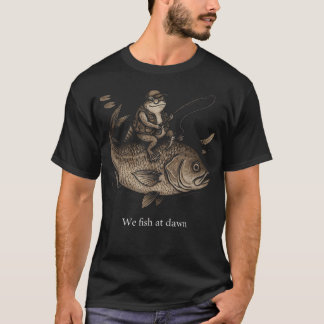 Vintage Kikker Rijdt op Reusachtige Vis Wij Vissen T-shirt