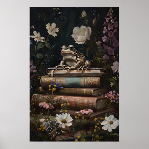 Vintage kikkerboekwinkelprint, Dark Academia Poster