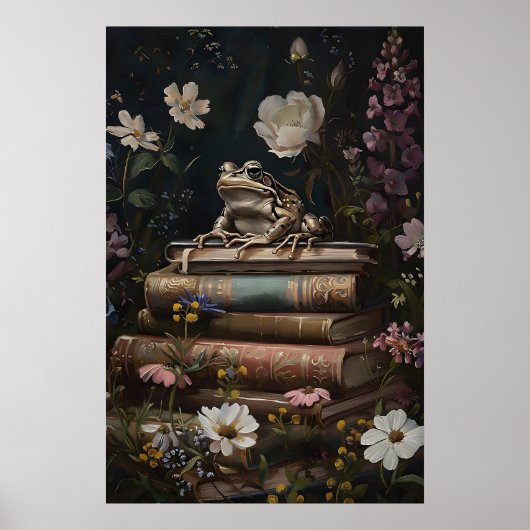 Vintage kikkerboekwinkelprint, Dark Academia Poster (Voorkant)