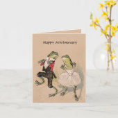 Vintage kikkers op costume verjaardagskaart kaart (Gele Bloem)