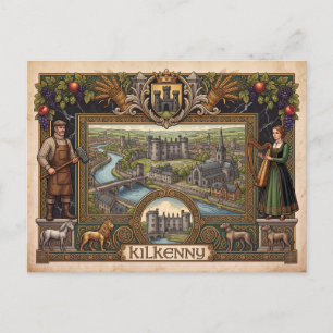 Vintage Kilkenny Ierland Erfgoed Keltische Ansicht Briefkaart