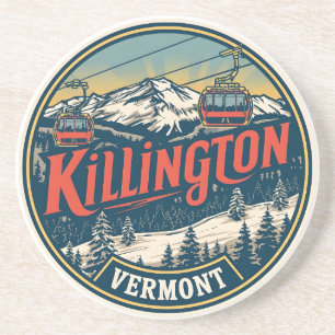 Vintage KILLINGTON Vermont skigebied bergen Zandsteen Onderzetter
