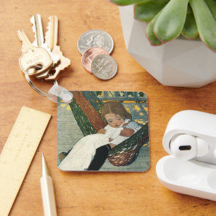 Vintage kind met een pop door Jessie Willcox Smith Sleutelhanger