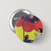 Vintage kinderen blazen bubbels onder een paraplu ronde button 5,7 cm (Voorkant /achterkant)