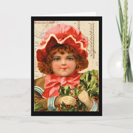 "Vintage kinderen kerst Kaart" Feestdagen Kaart (Voorkant)