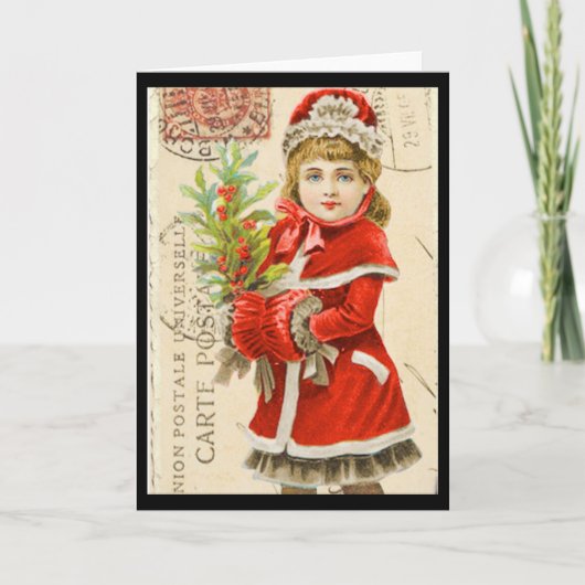 "Vintage kinderen kerst Kaart" Feestdagen Kaart (Voorkant)