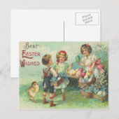 Vintage Kinderen met De Kaart van Pasen van (Voorkant / Achterkant)