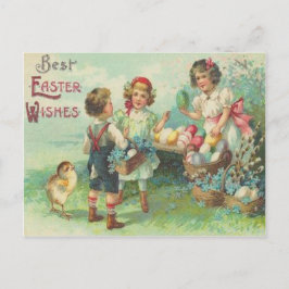 Vintage Kinderen met De Kaart van Pasen van