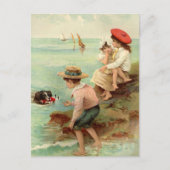 Vintage - Kinderen op het strand Briefkaart (Voorkant)