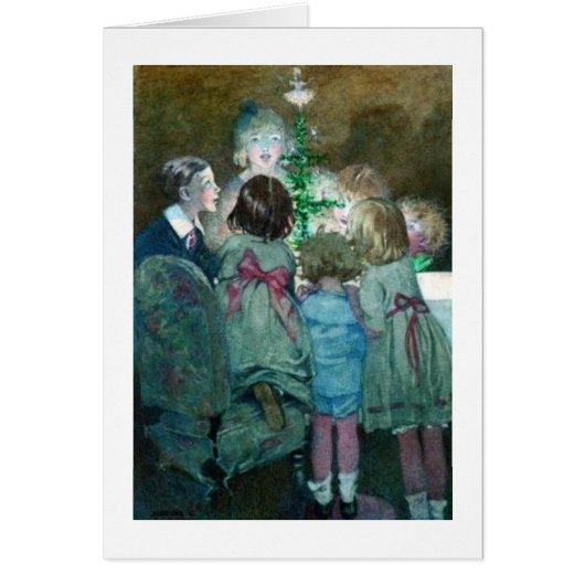 Vintage - Kinderen rond een kerstboom, (Voorkant)