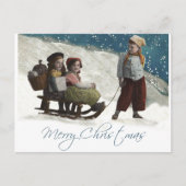 Vintage kinderen Sledding Kerstwinter Briefkaart (Voorkant)