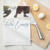 Vintage kinderen Sledding Kerstwinter Theedoek (Quarter Fold)