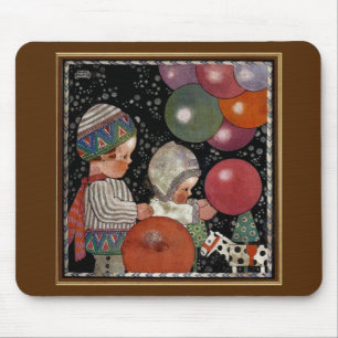 Vintage Kinderverjaardagsfeestje, Ballonnen en Spe Muismat