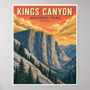 Vintage Kings Canyon National Park Reisposter Poster