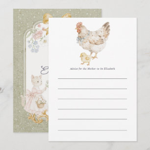 Vintage Kip-en-Kuiken Cottagecore Baby Shower Advieskaart
