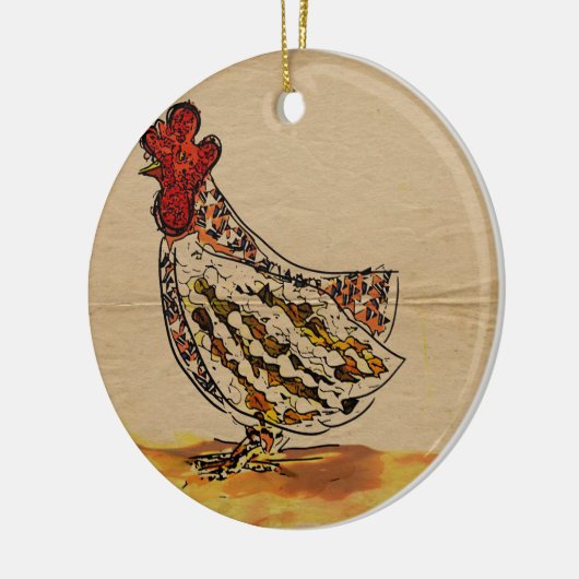 Vintage kippen keramisch ornament (Links)