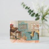 vintage "Kippen op school" Briefkaart (Staand voorkant)