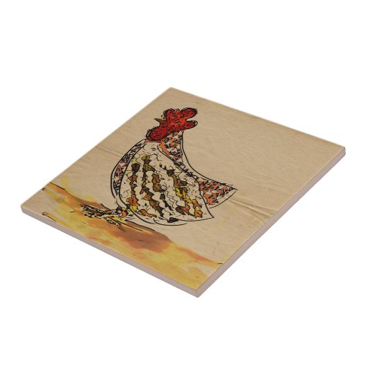 Vintage kippen tegeltje (Zijkant)
