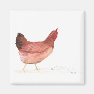 Vintage kippen waterverf landbouwhuisdieren  magneet