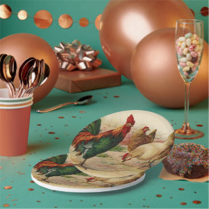 Vintage kippenhaan om het even welk bord van de