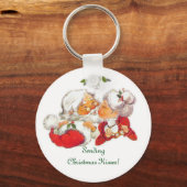 Vintage Kissende Santa Sleutelhanger (Voorkant)