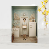 Vintage Kitchen Cake Portrait Kaart (Gele Bloem)