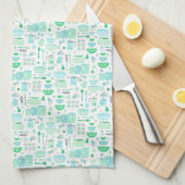 Vintage Kitchen Mint and Teal Theedoek (Quarter Fold)