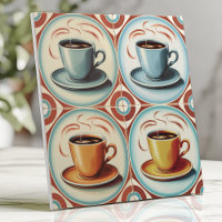 Vintage Kitsch Koffiekoppen Pastelblauw en Rood