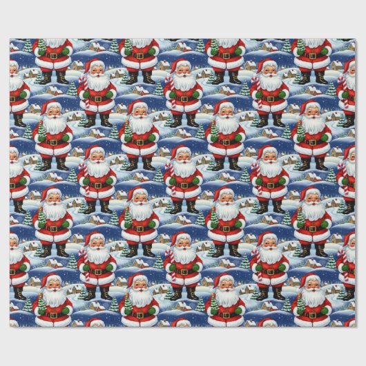 Vintage Kitsch Kris Kringle Cadeaupapier (Vlak)