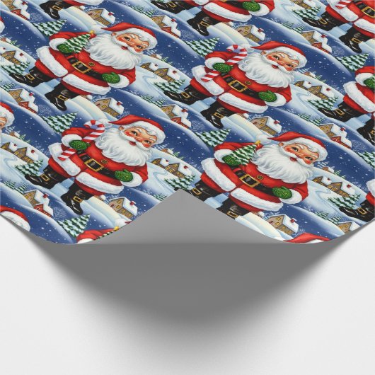 Vintage Kitsch Kris Kringle Cadeaupapier (Hoek)