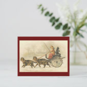 Vintage kitten coach briefkaart (Staand voorkant)