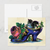 Vintage Kitten in Lady's Shoe Briefkaart (Voorkant / Achterkant)