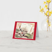 Vintage Kitten op Piano-kerstkaart Kaart (Gele Bloem)