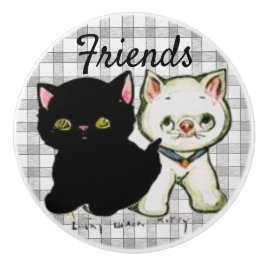 Vintage Kittens Afbeelding Keramische Trekkers Knop