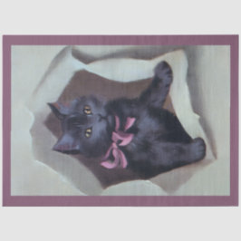 Vintage kittens breaking through gift wrap cute tissuepapier