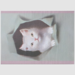 Vintage kittens breaking through gift wrap cute tissuepapier