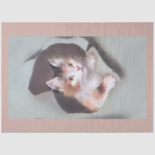 Vintage kittens breaking through gift wrap cute tissuepapier (Voorkant)