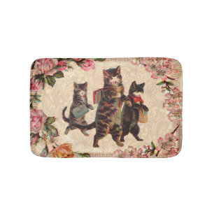 Vintage Kittens gaan naar school Print: Victoriaan Badmat