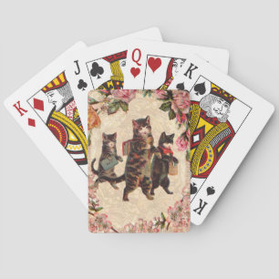 Vintage Kittens gaan naar school Print: Victoriaan Pokerkaarten