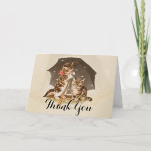 Vintage Kittens Onder Paraplu Antique Kat Kunst Bedankkaart