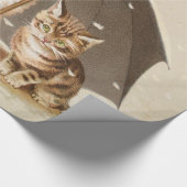Vintage Kittens Onder Paraplu Antique Kat Kunst Cadeaupapier (Hoek)