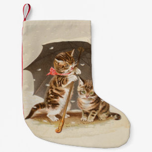 Vintage Kittens Onder Paraplu Antique Kat Kunst Kleine Kerstsok