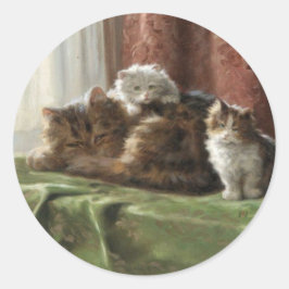 Vintage Kittens Ronde Sticker