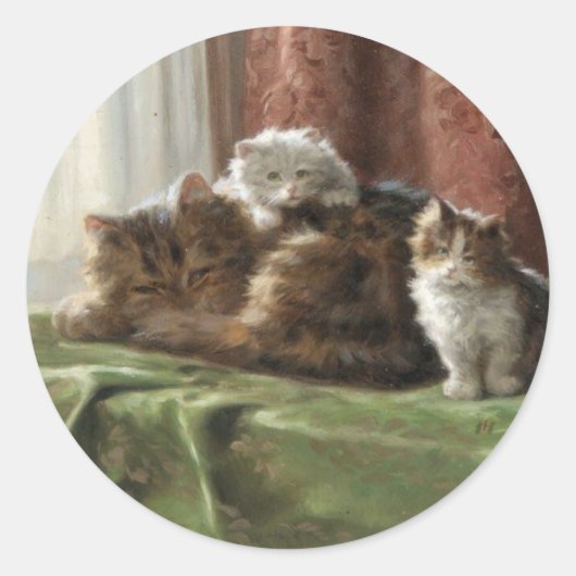 Vintage Kittens Ronde Sticker (Voorkant)