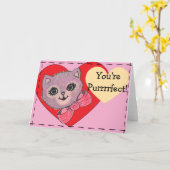 Vintage Kitty blank Folded Greeting Card Kaart (Gele Bloem)