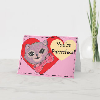 Vintage Kitty blank Folded Greeting Card Kaart