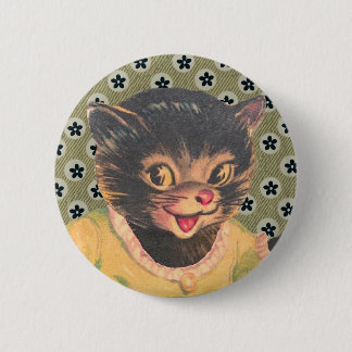 Vintage Kitty Cat Pin Old Pictures Ronde Button 5,7 Cm