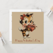 Vintage Kitty Charm Valentine`s Day Kaart (Voorkant / Achterkant in situ)