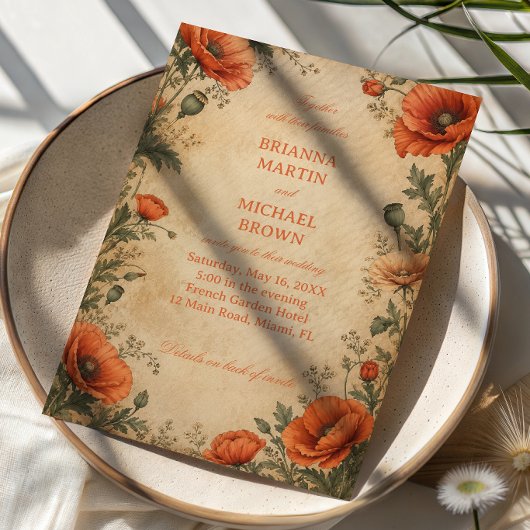 Vintage Klaproos Botanisch Kaart